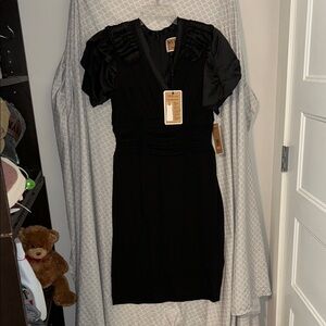 Nue by Shani Black Midi Dress with Built in Shapewear